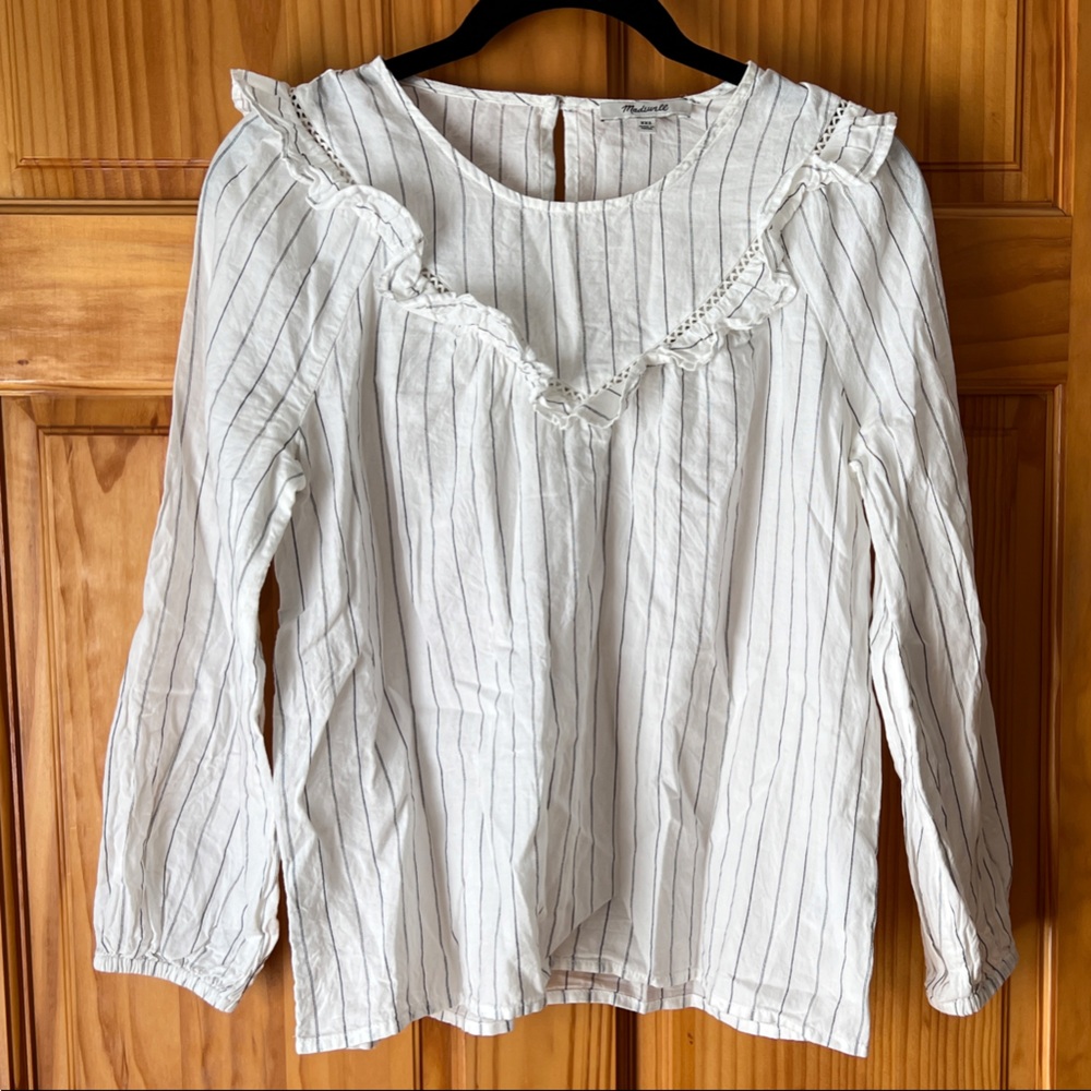 Madewell Black and White Striped Blouse